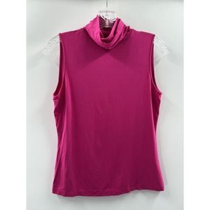 Lafayette 148 Women’s Sleeveless Turtleneck Knit Tee Magenta Pink Size XS